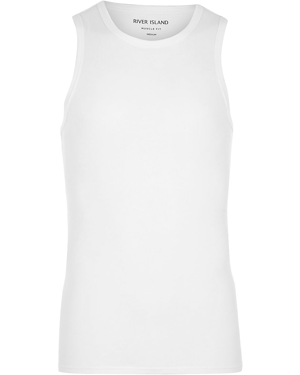 White muscle fit vest