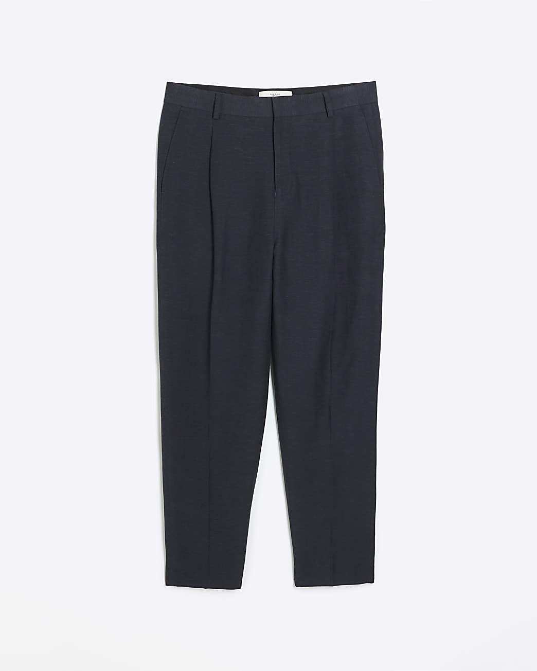 Grey tapered fit linen blend trousers