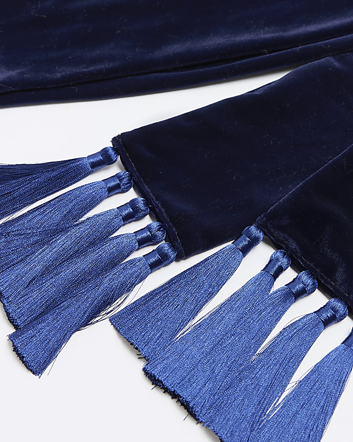 Navy velvet smart scarf