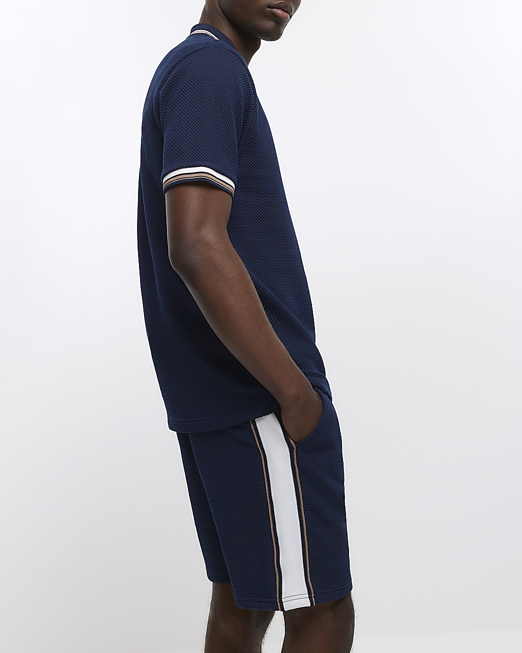 Navy regular striped tape shorts