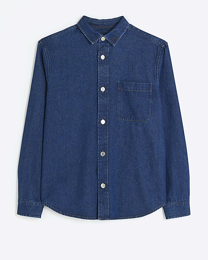 Blue regular fit denim shirt