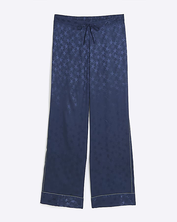 Navy jacquard star pyjama trousers