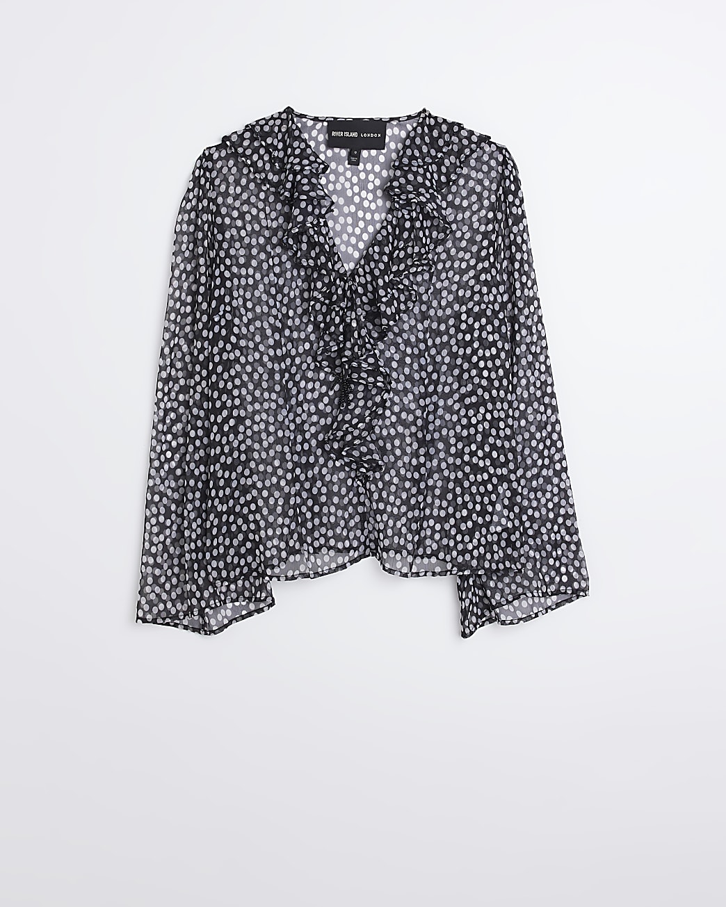 Black Spot Ruffle Blouse