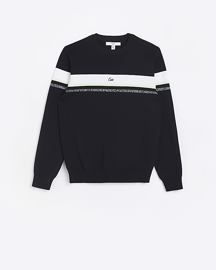 Black slim fit striped jumper
