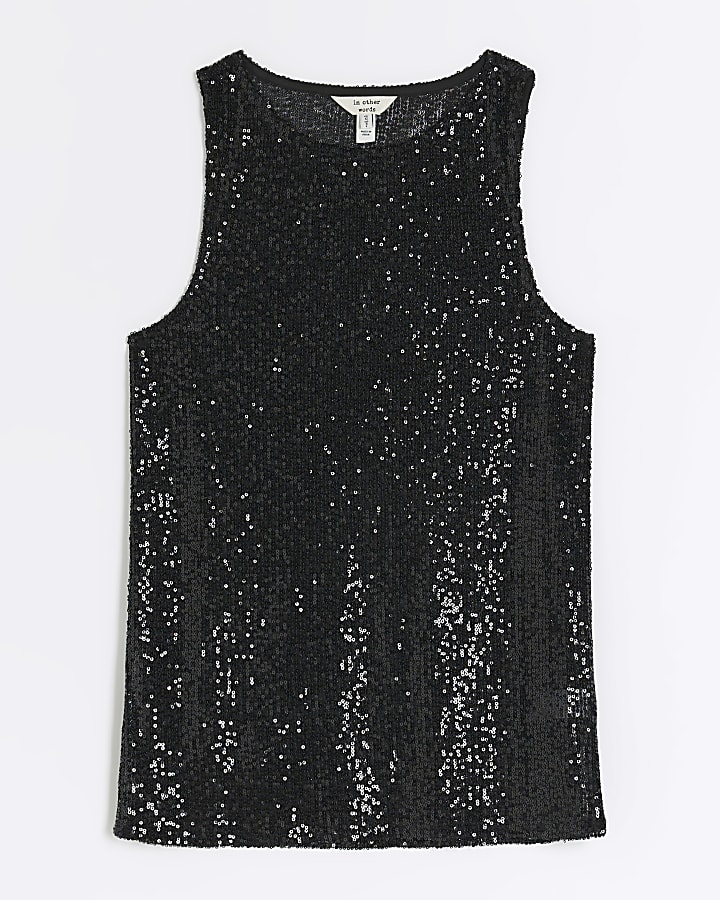 Black sequin tank top