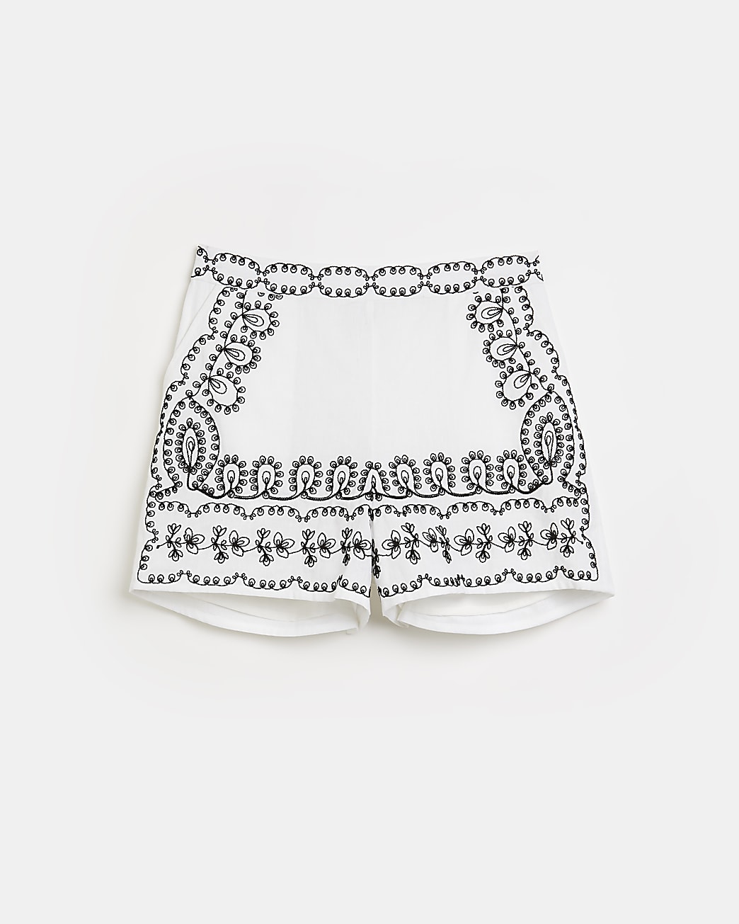 Cream embroidered shorts