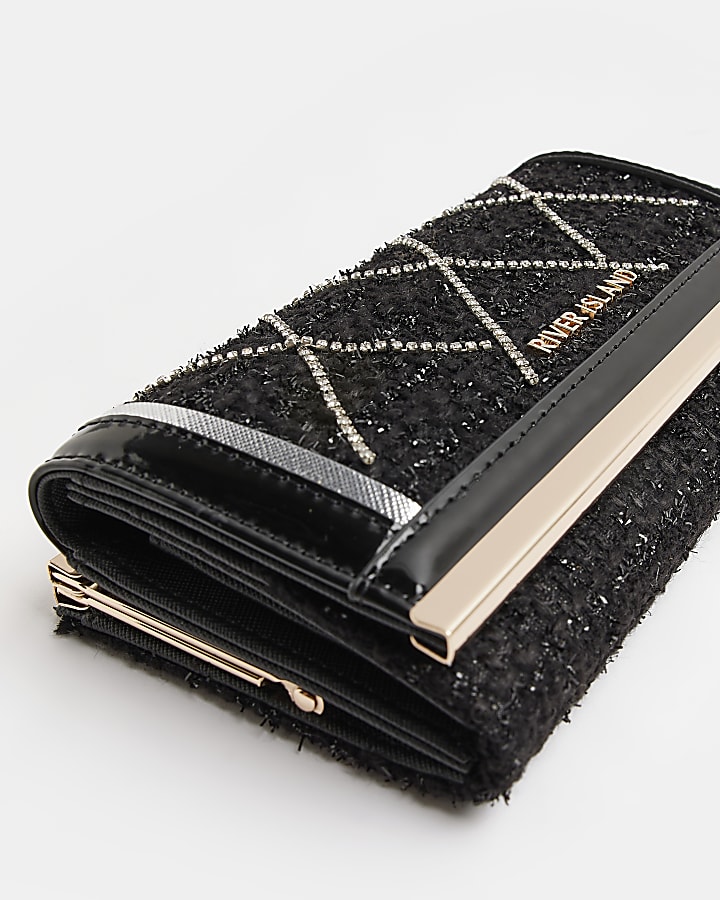 Black boucle diamante embellishment purse