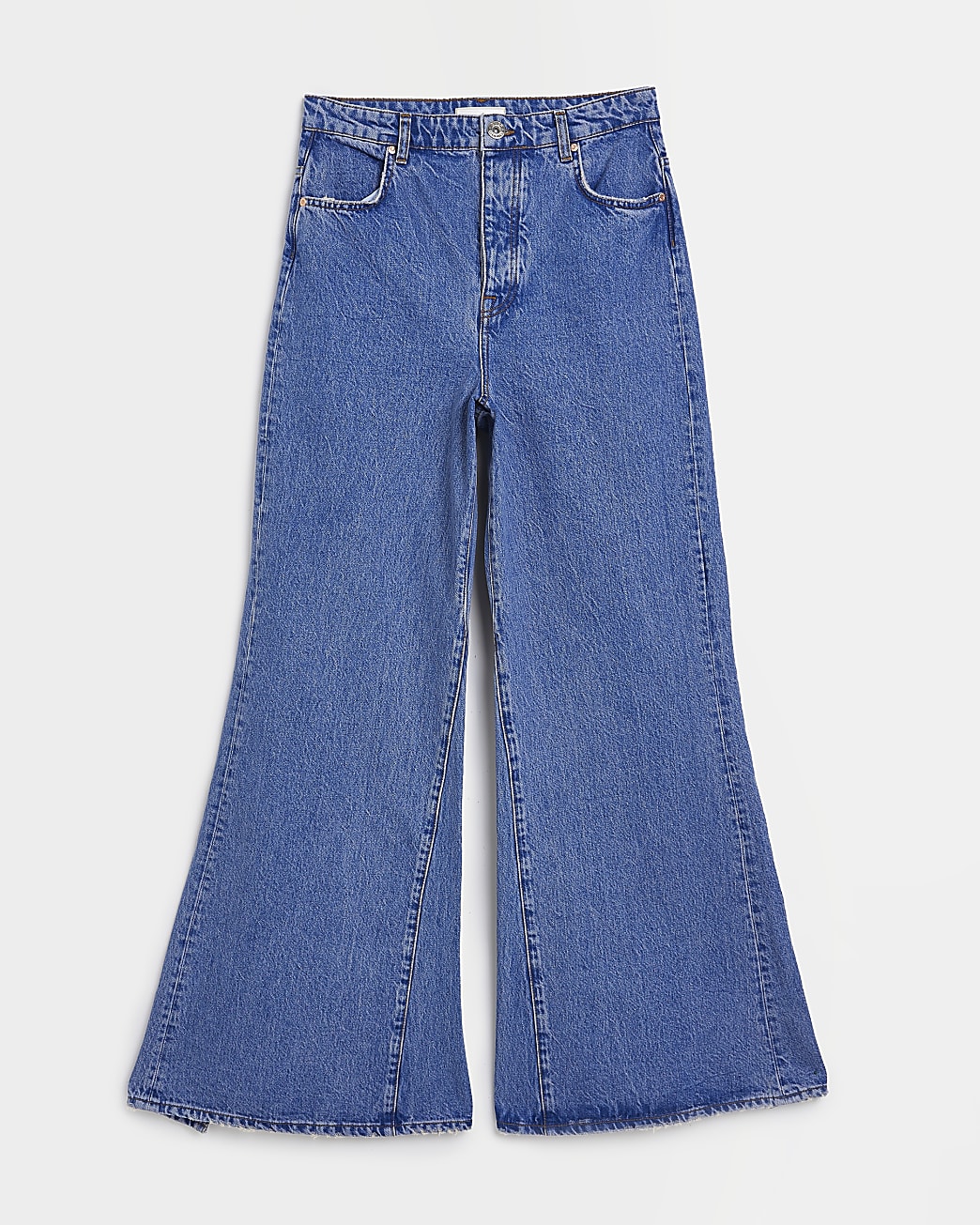 Blue high waisted ultra flared jeans