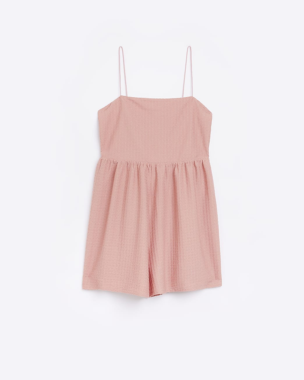 Coral textured strappy playsuit