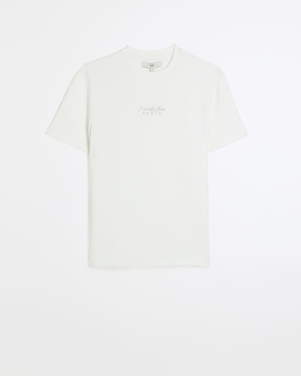 White regular textured embroidered t-shirt