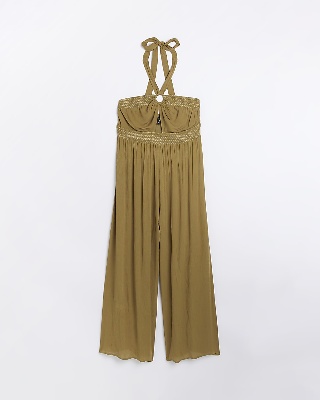 Plus khaki bandeau jumpsuit