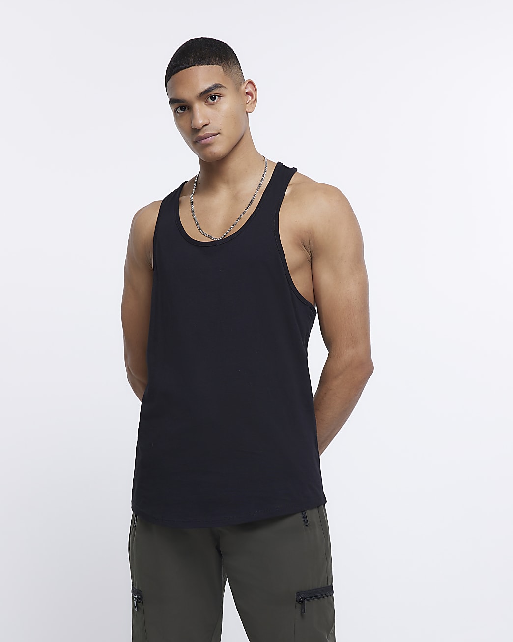 Black multipack of 5 muscle racer vests