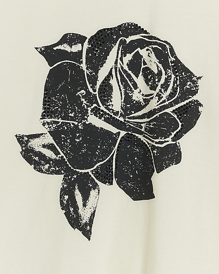 Beige rose graphic t-shirt