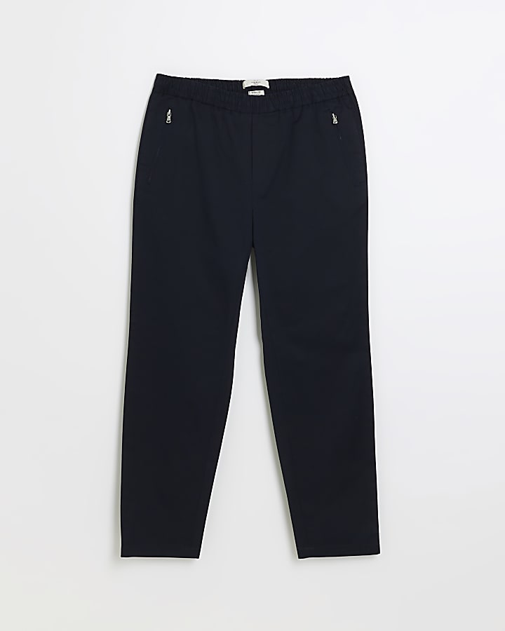 Navy slim fit smart pull on chino