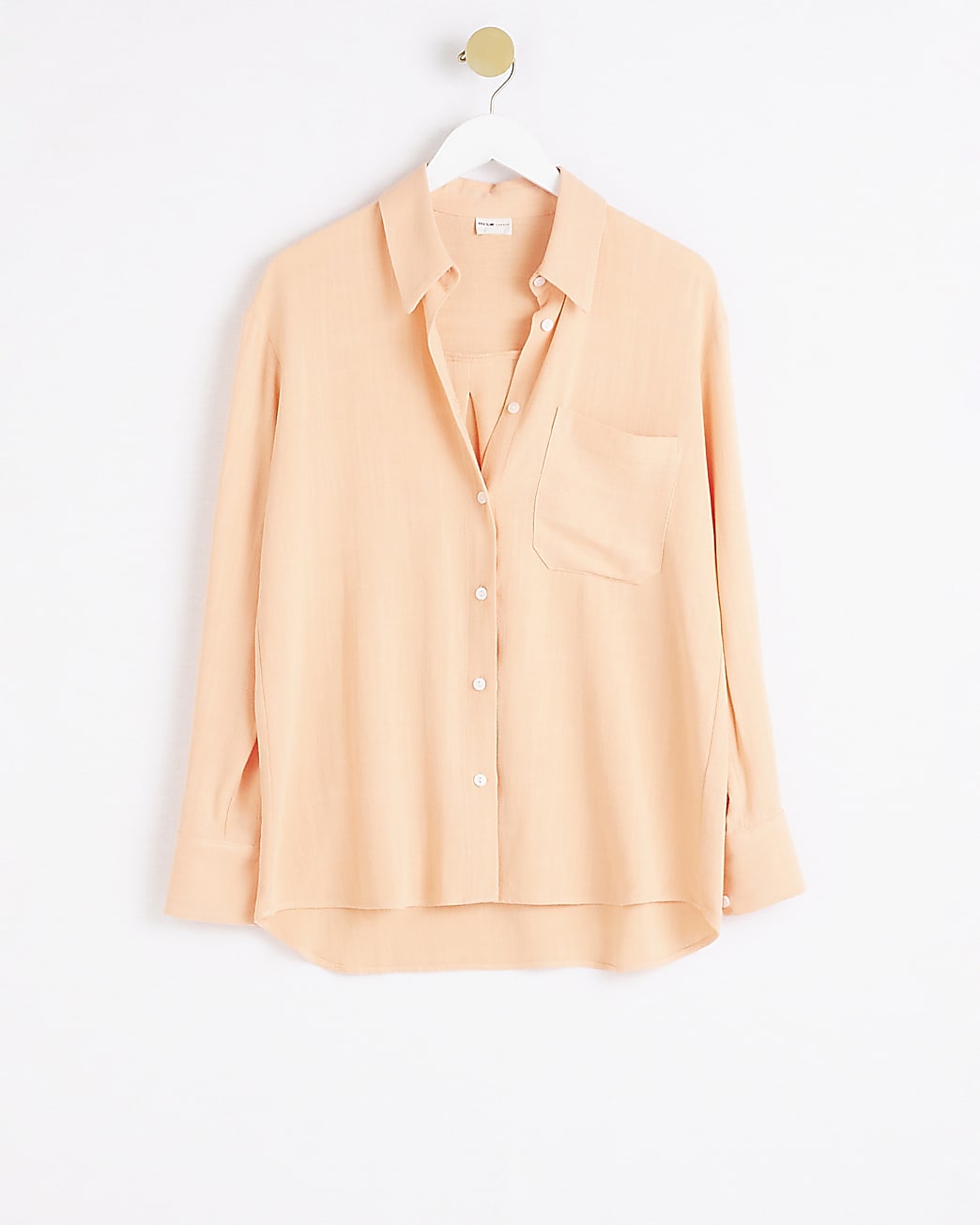 Coral linen oversized shirt