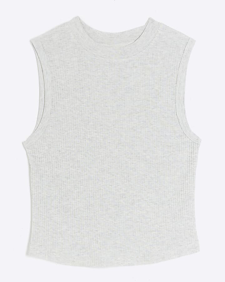 Grey rib tank top