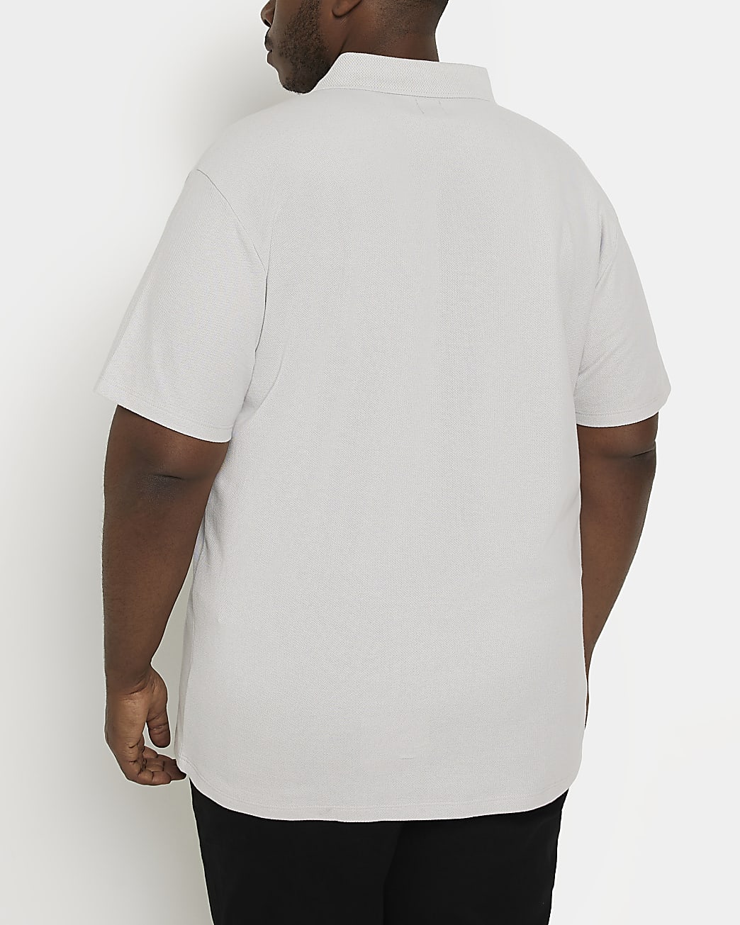 Big & Tall grey short sleeve honeycomb polo