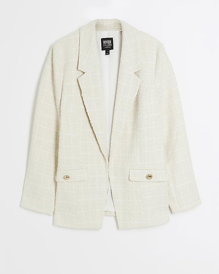 Plus cream boucle blazer
