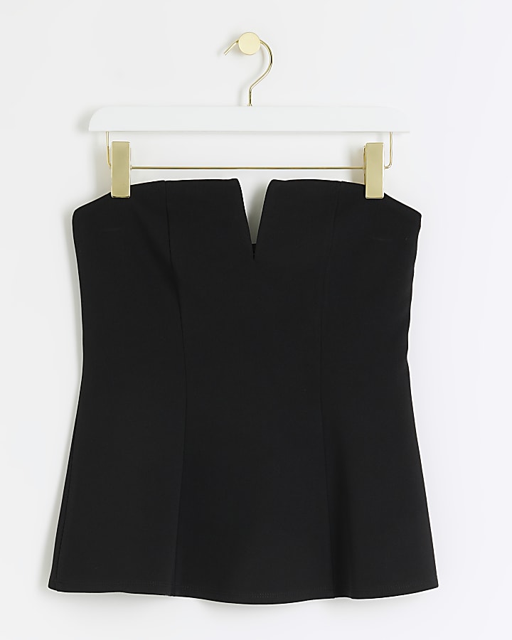 Black bandeau V neck top
