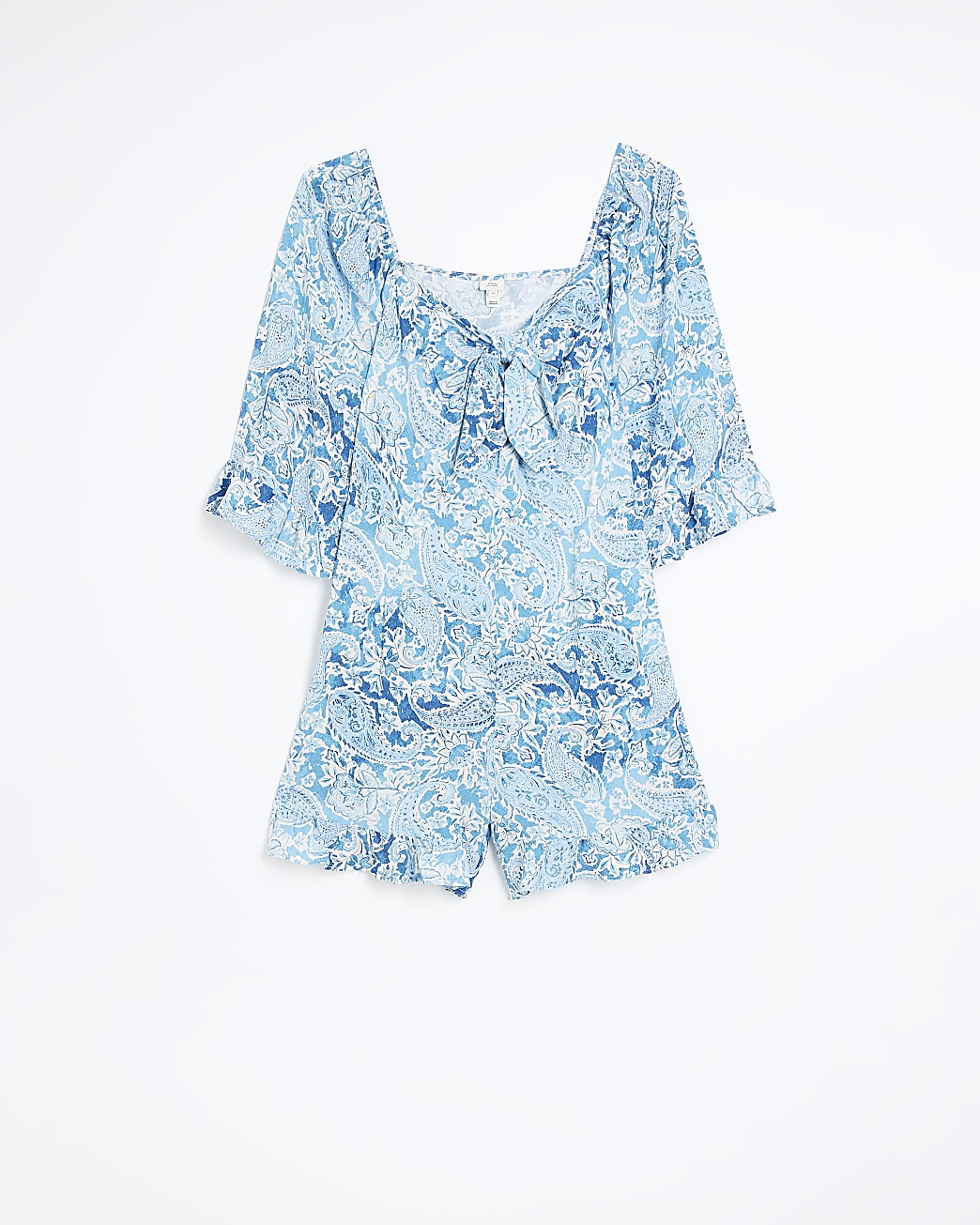 Blue paisley print playsuit