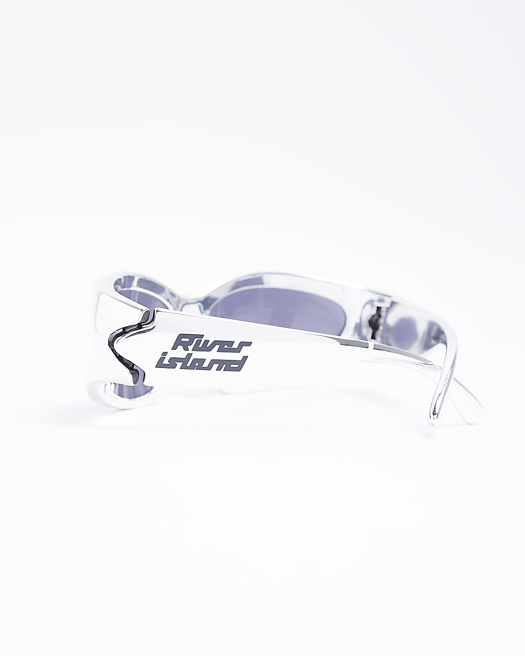 Silver curved wrapped sunglasses