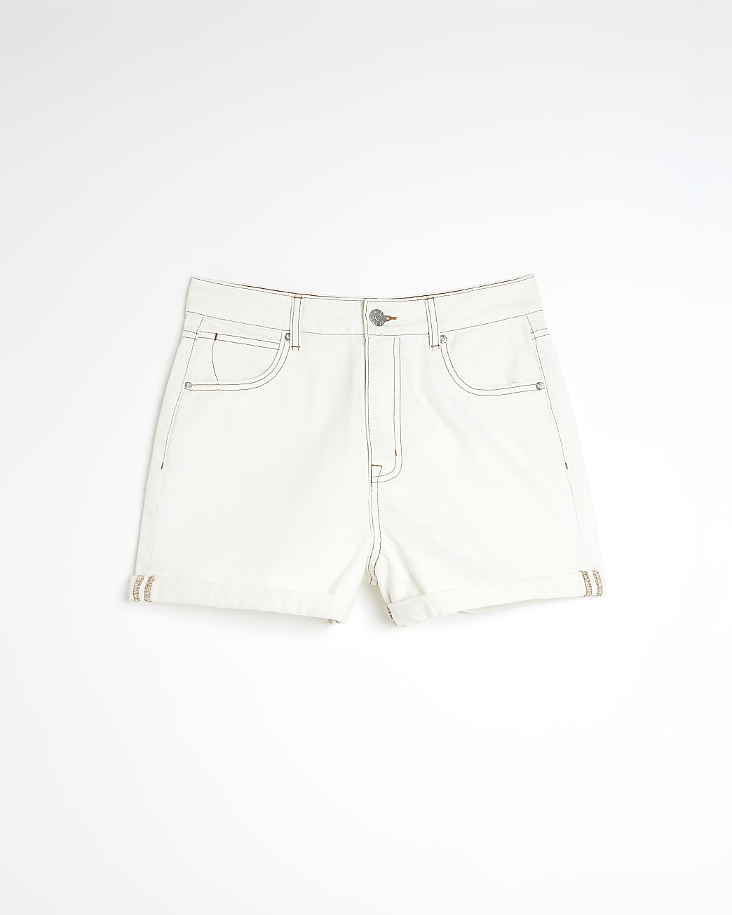 Ecru denim mom shorts