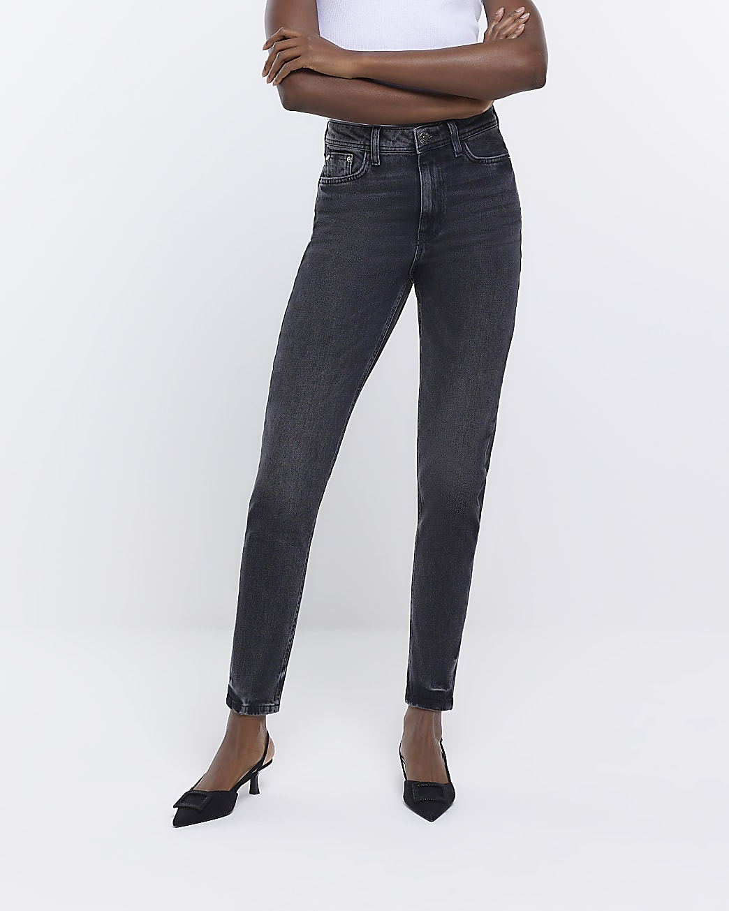 Black high waisted bum sculpt mom jeans