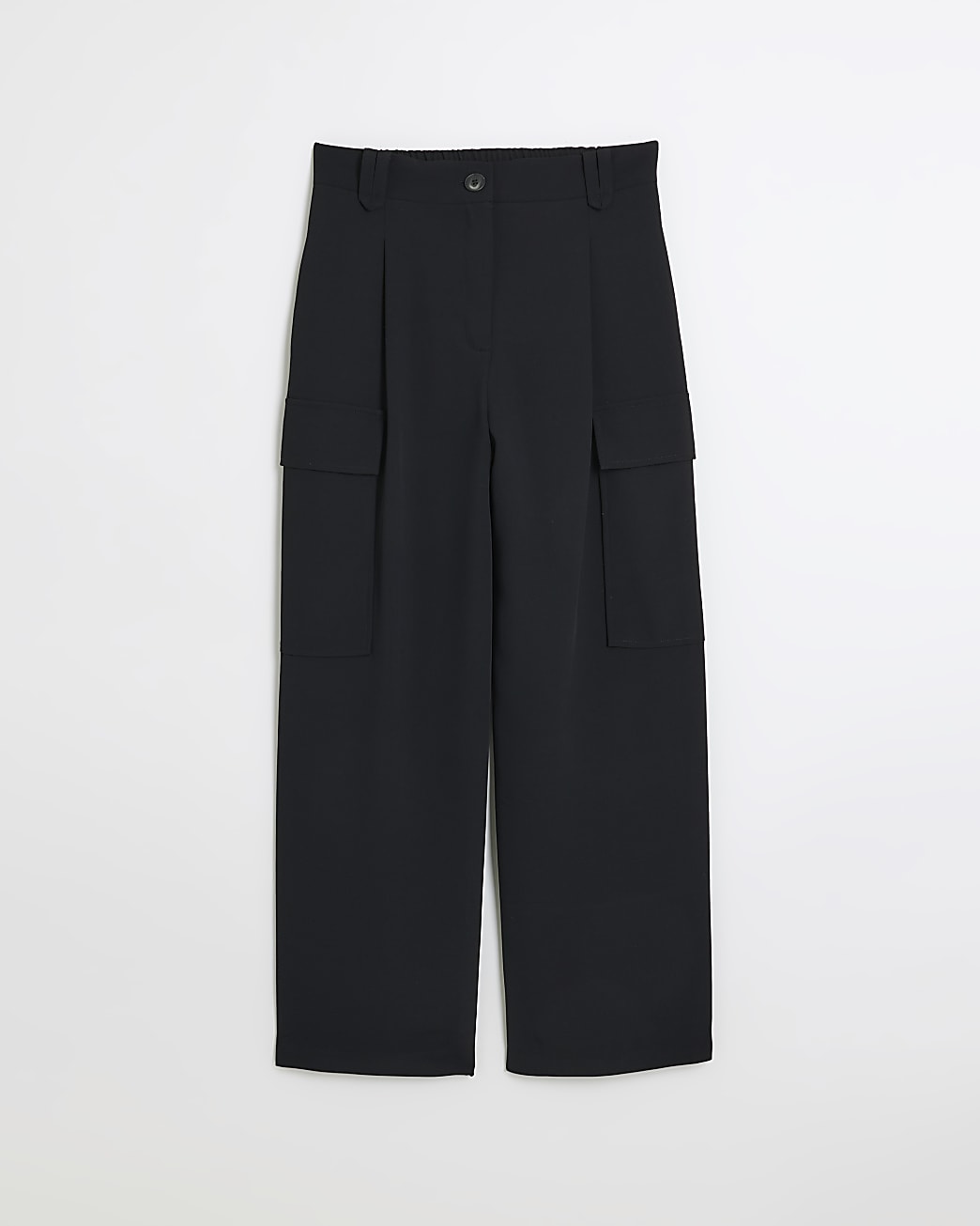 Petite black wide leg utility trousers
