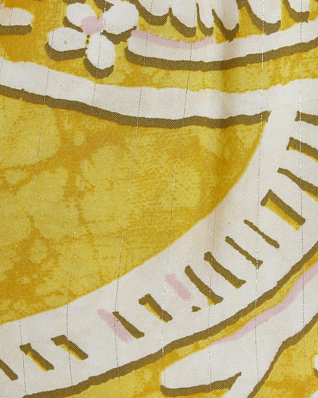 Yellow print shirred shorts