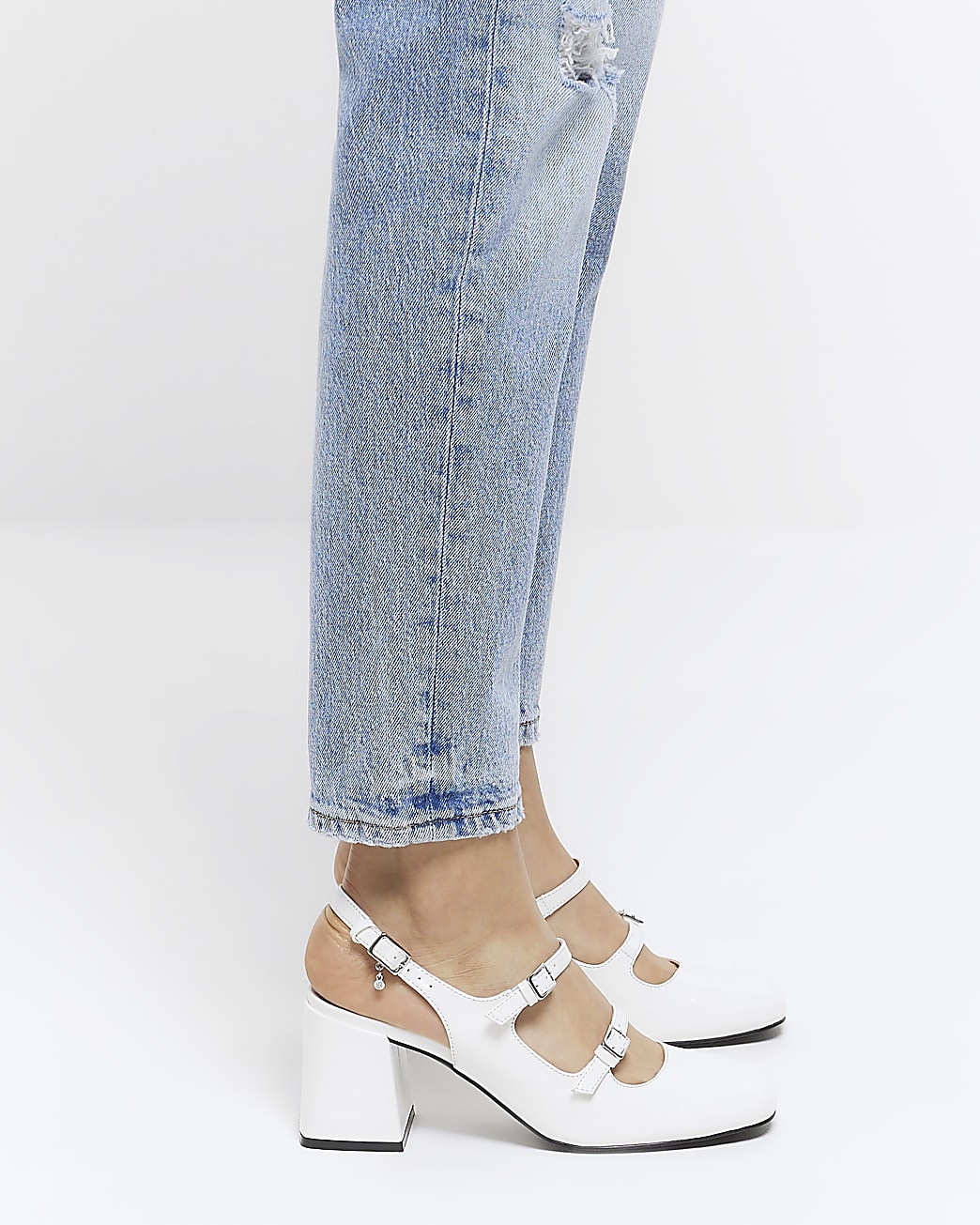 White block heeled shoes