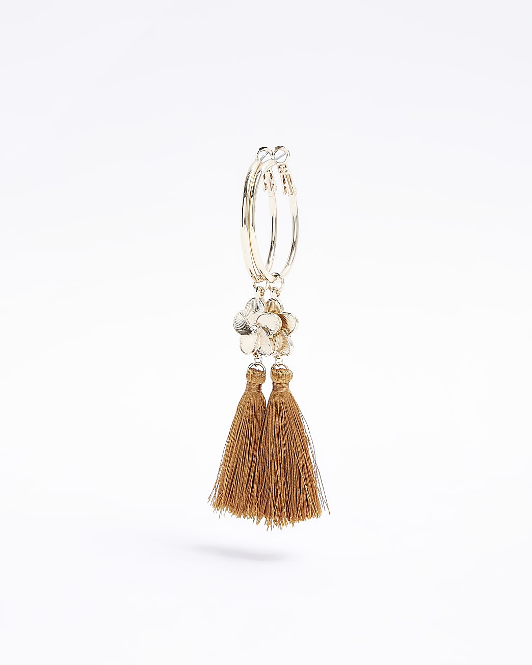 Rust tassel drop hoop earrings