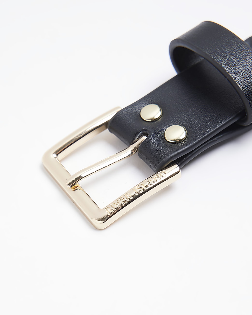 Black faux leather chain belt