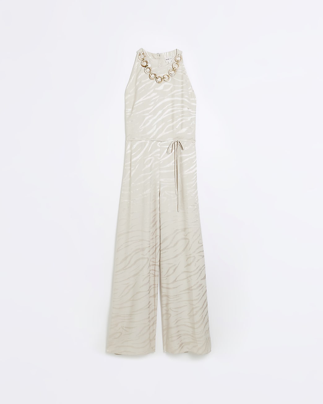 Beige halter neck jumpsuit