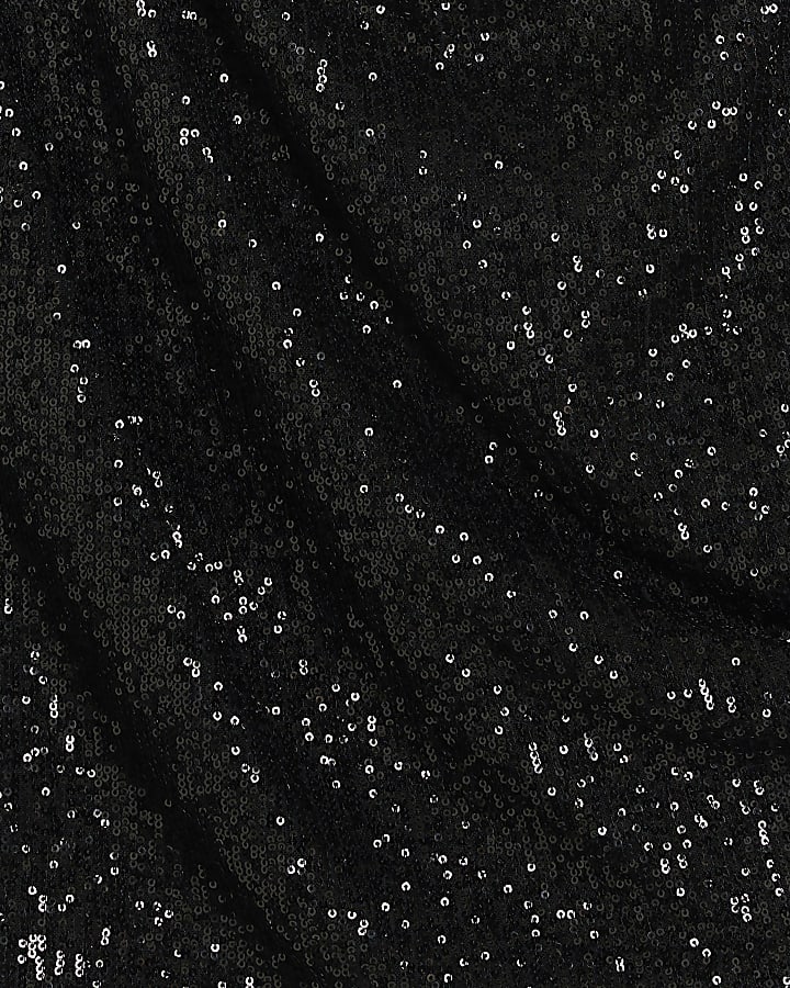 Black sequin one shoulder top