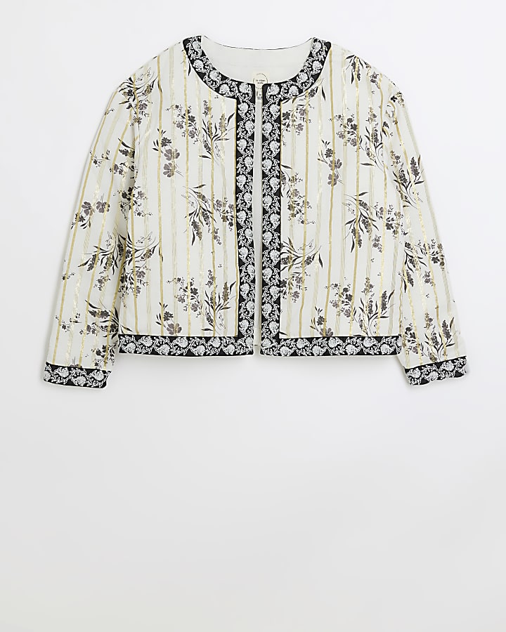 Cream quilted floral jacket