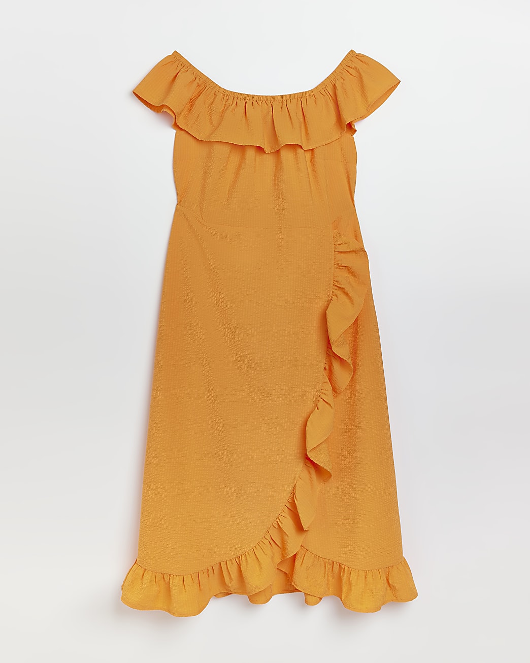 Plus Orange frill Bardot Midi Dress
