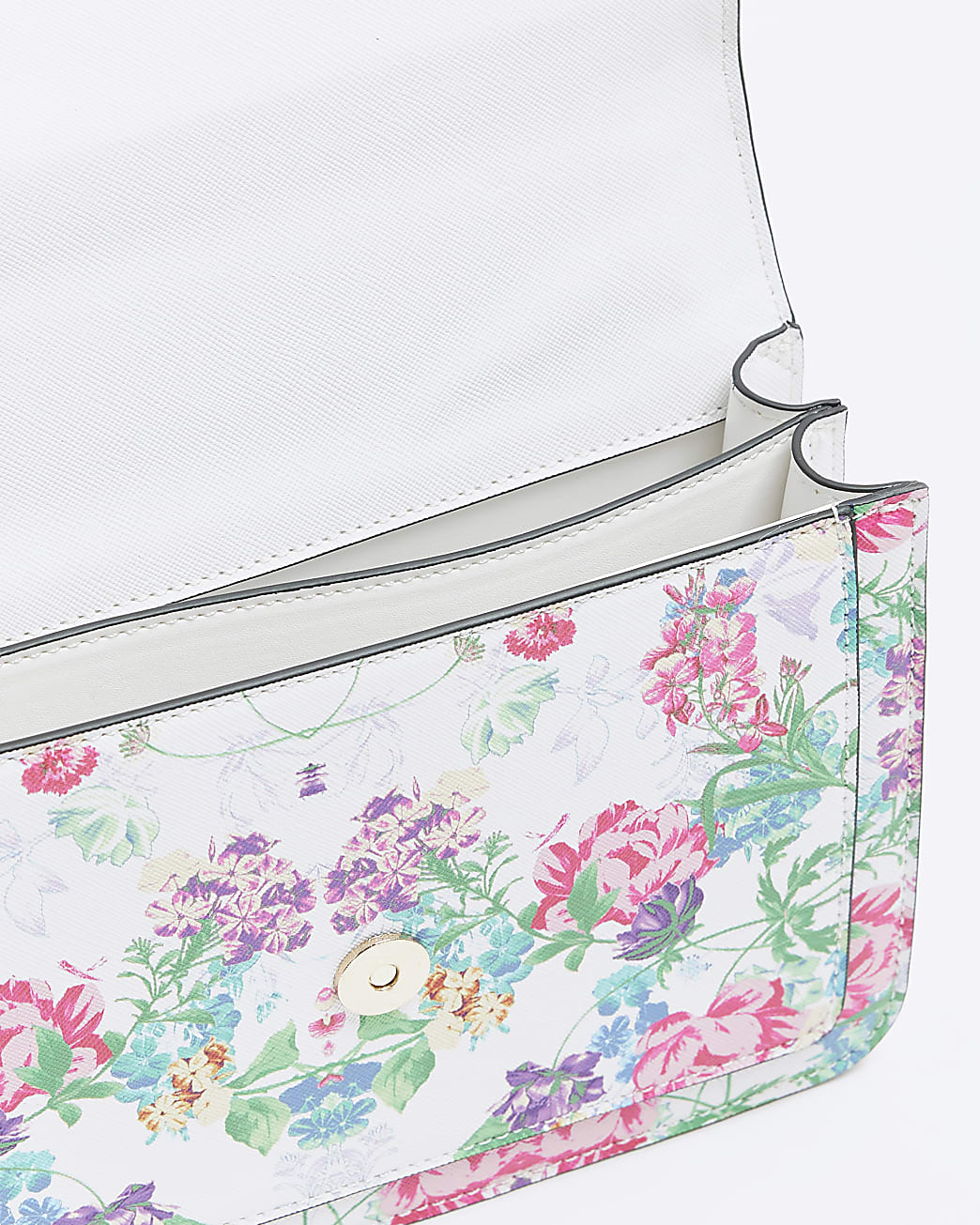 White floral print shoulder satchel bag