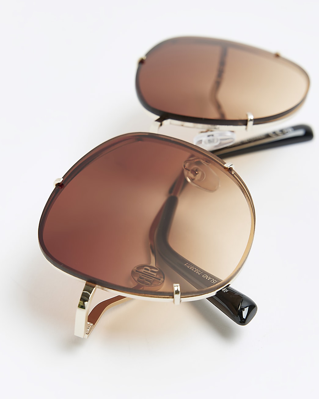 Gold Rimless Oversized Sunglasses