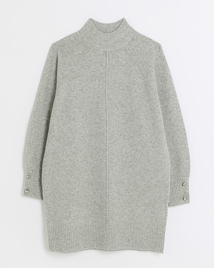 Grey knitted cosy jumper mini dress