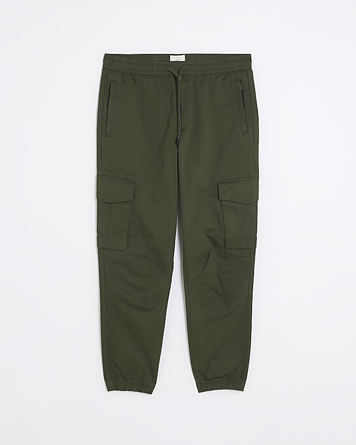 Khaki slim fit cargo joggers