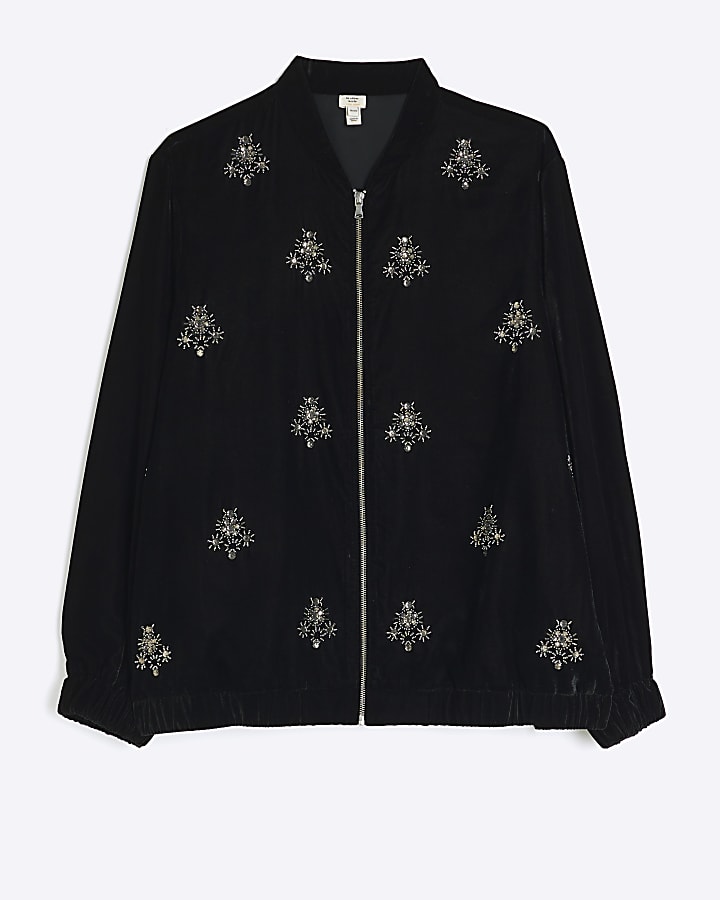 Plus black embellished jacket