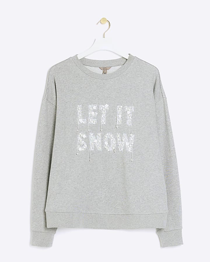 Grey embellished Christmas sweatshirt