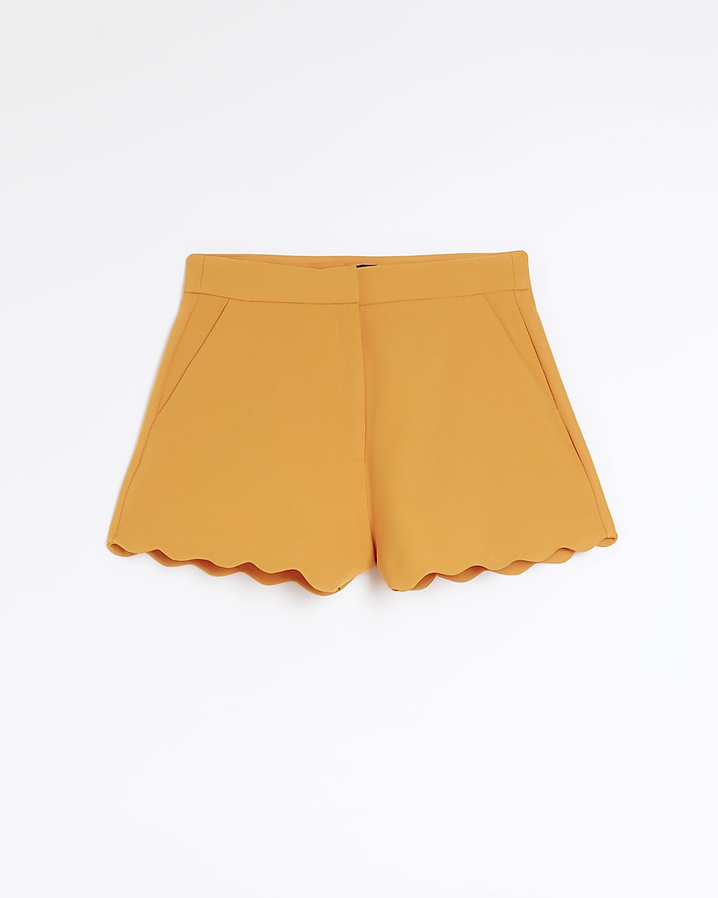 Orange scallop hem shorts