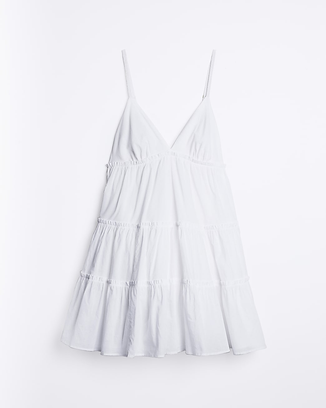 White frill tiered beach cami mini dress