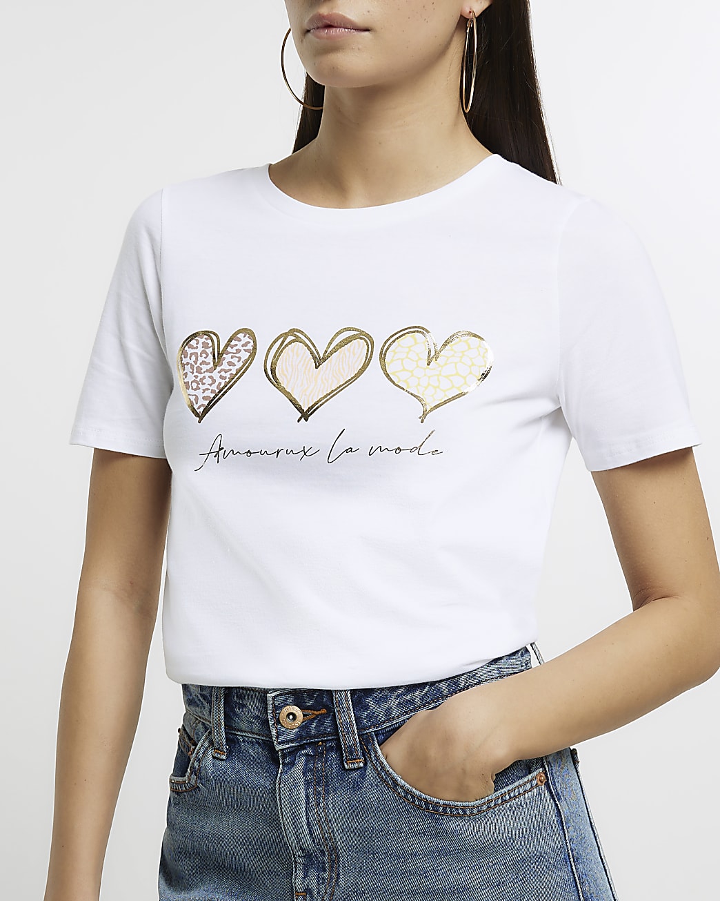 White heart print t-shirt