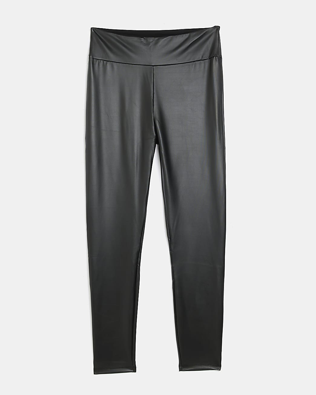 Black high waist matt coated leggings
