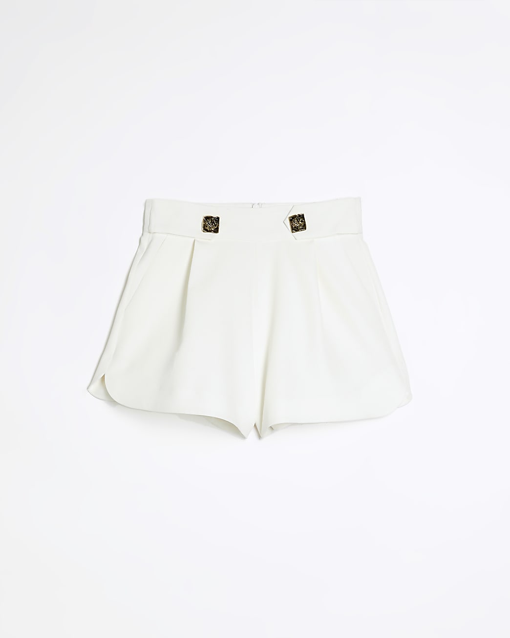 White button pleated shorts