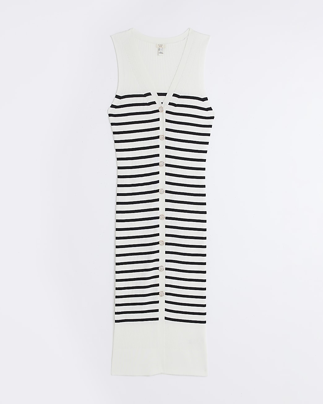 Petite cream striped bodycon midi dress