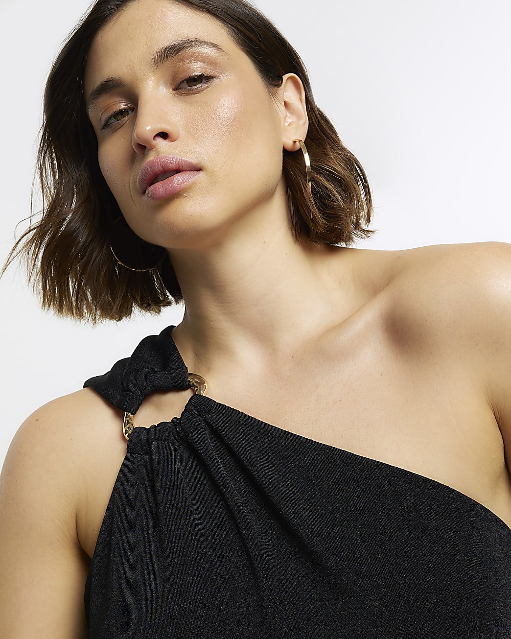 Plus Black Asymmetric Slinky Top
