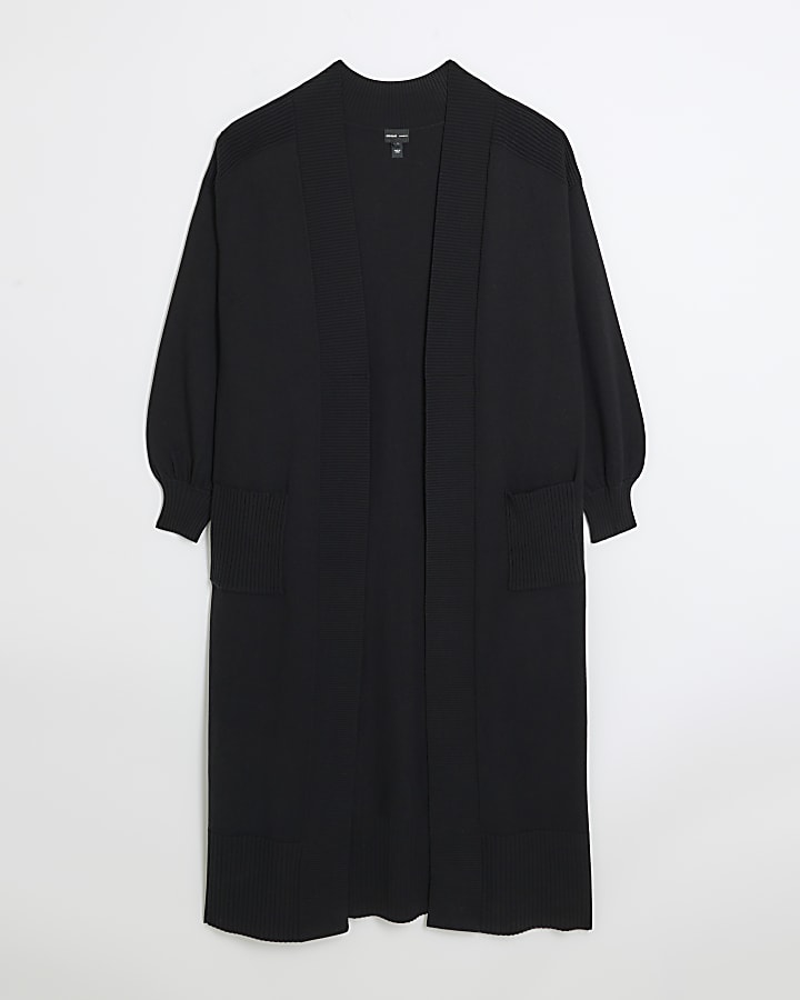 Black ribbed maxi cardigan